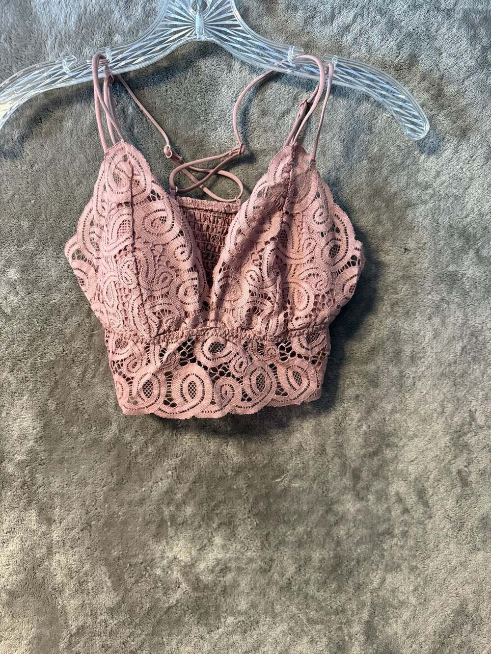 PINK Victoria's Secret Lace Longline Bralette, Dusty Rose